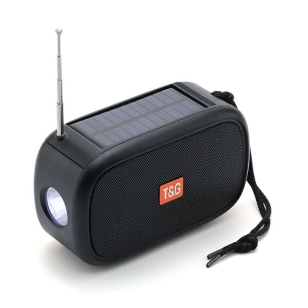 سماعة بلوتوث شمسية مع هوائي وفلاش LED - محمولة ومتعددة الاستخدامات